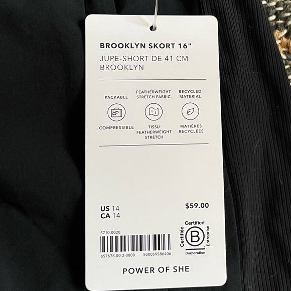 Athleta Brooklyn skort 16” sz 14 NWT - Picture 2 of 3